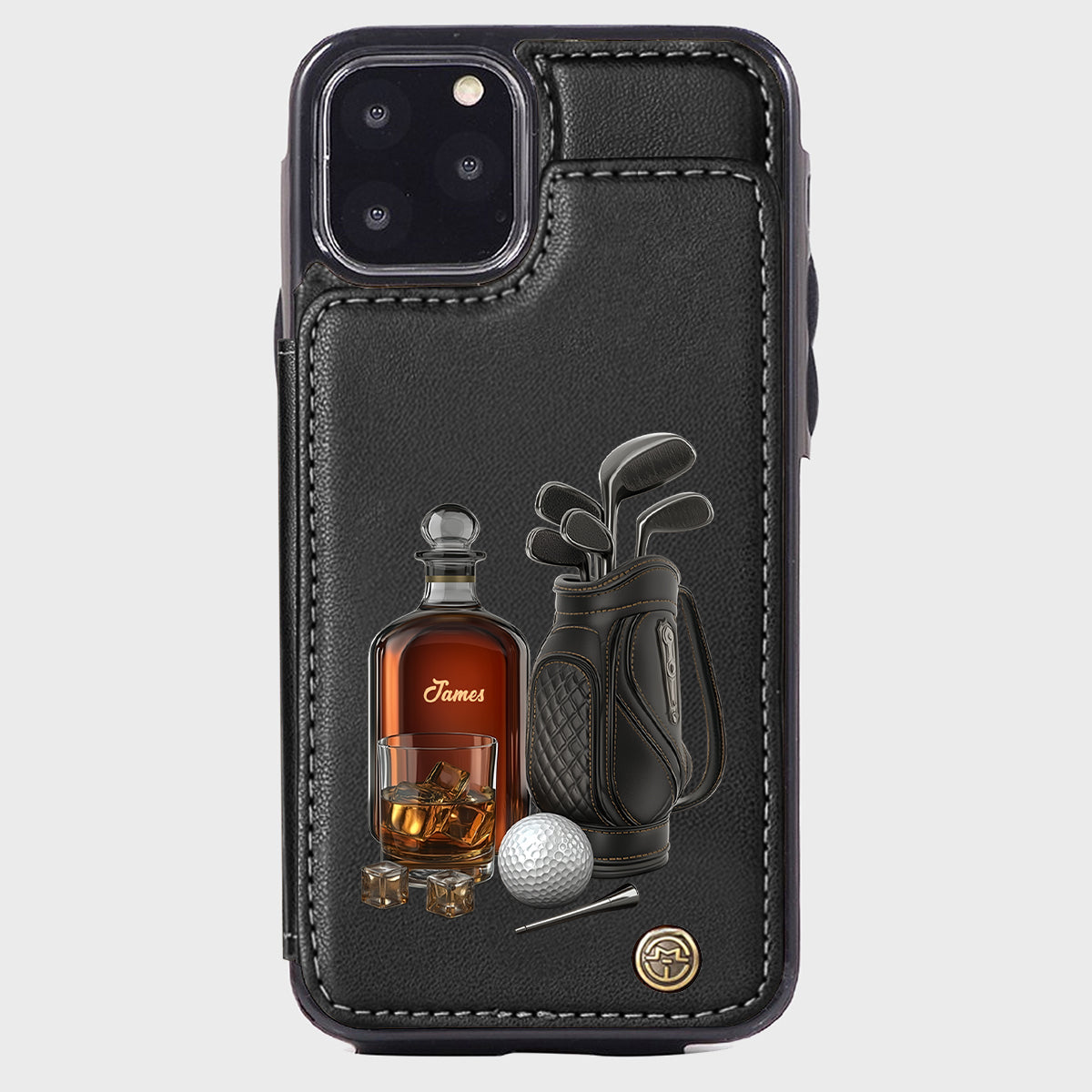 Whiskey & Golf - Étui portefeuille de téléphone personnalisé sur le thème du golf