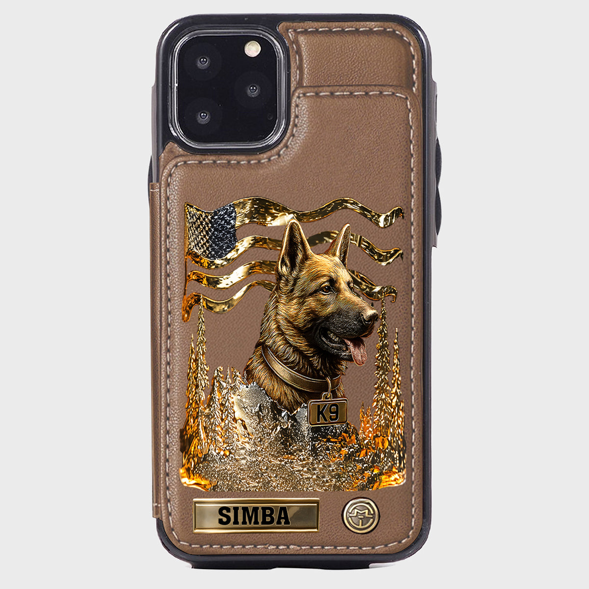 J'aime mon chien - Étui portefeuille/téléphone personnalisé avec un berger allemand