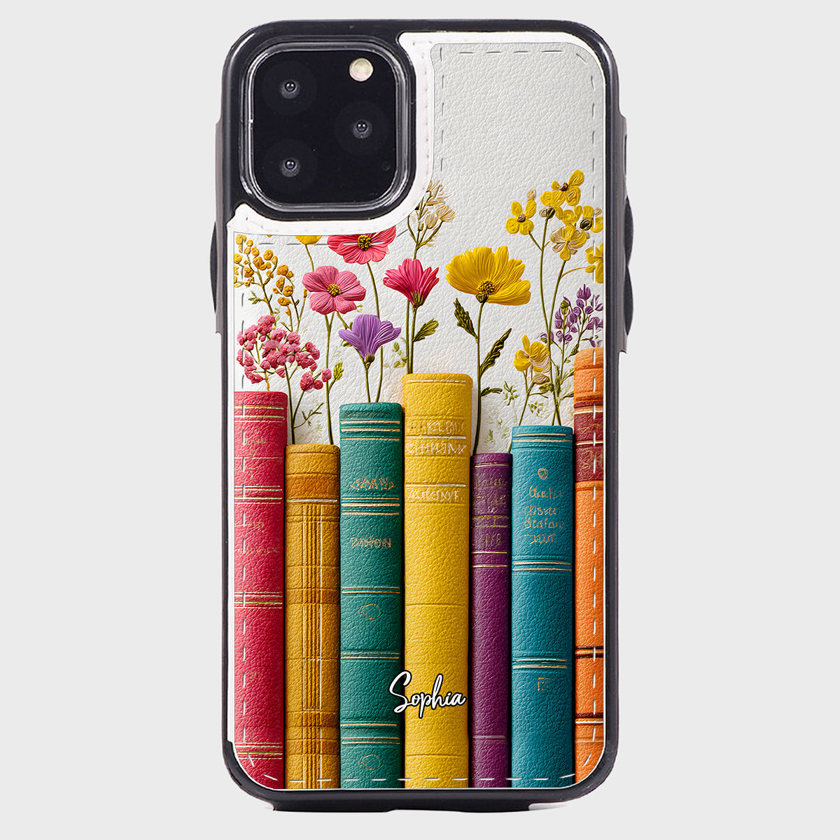 Livre de fleurs vintage - Étui portefeuille pliable personnalisé pour téléphone