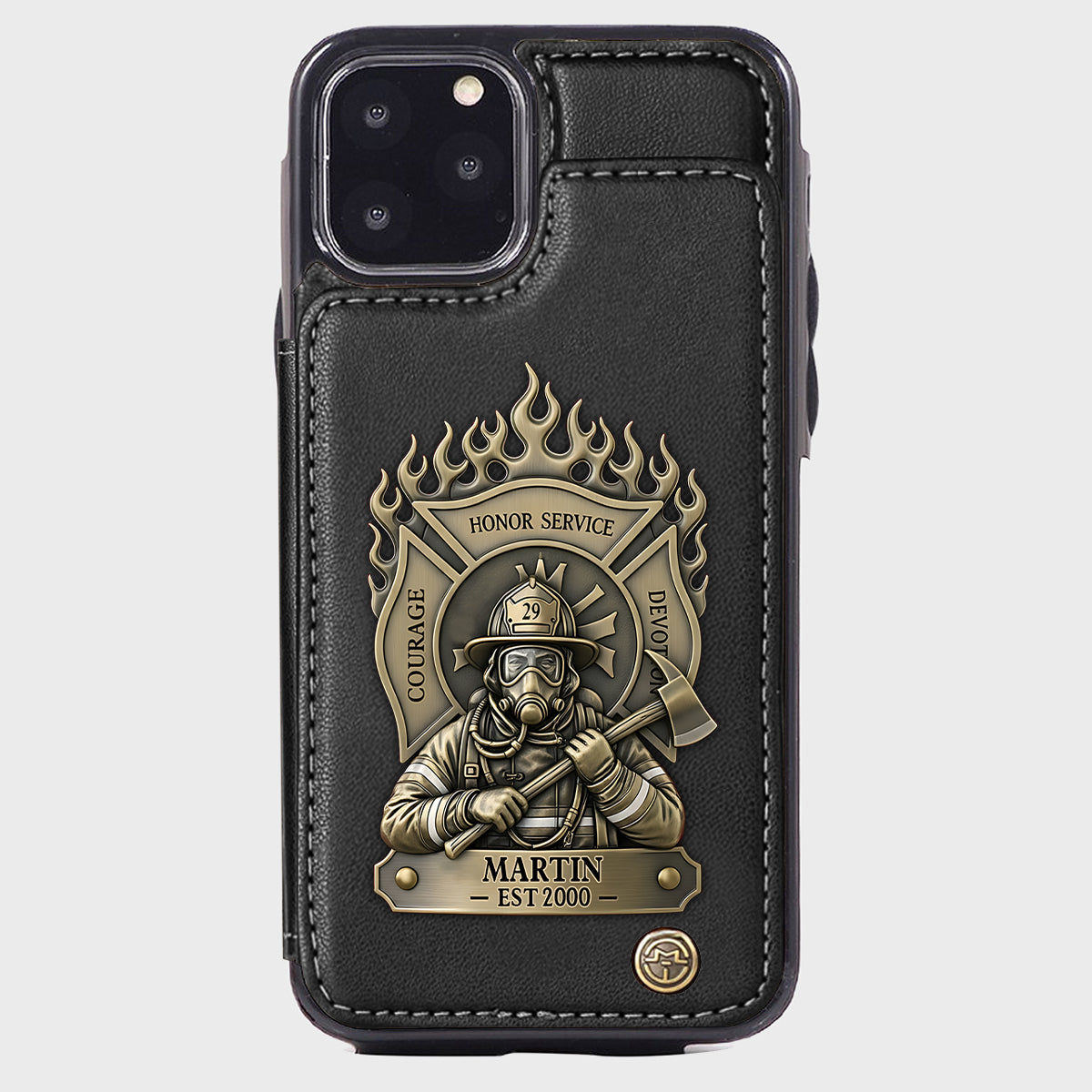 Fier pompier - Étui portefeuille personnalisé pour téléphone