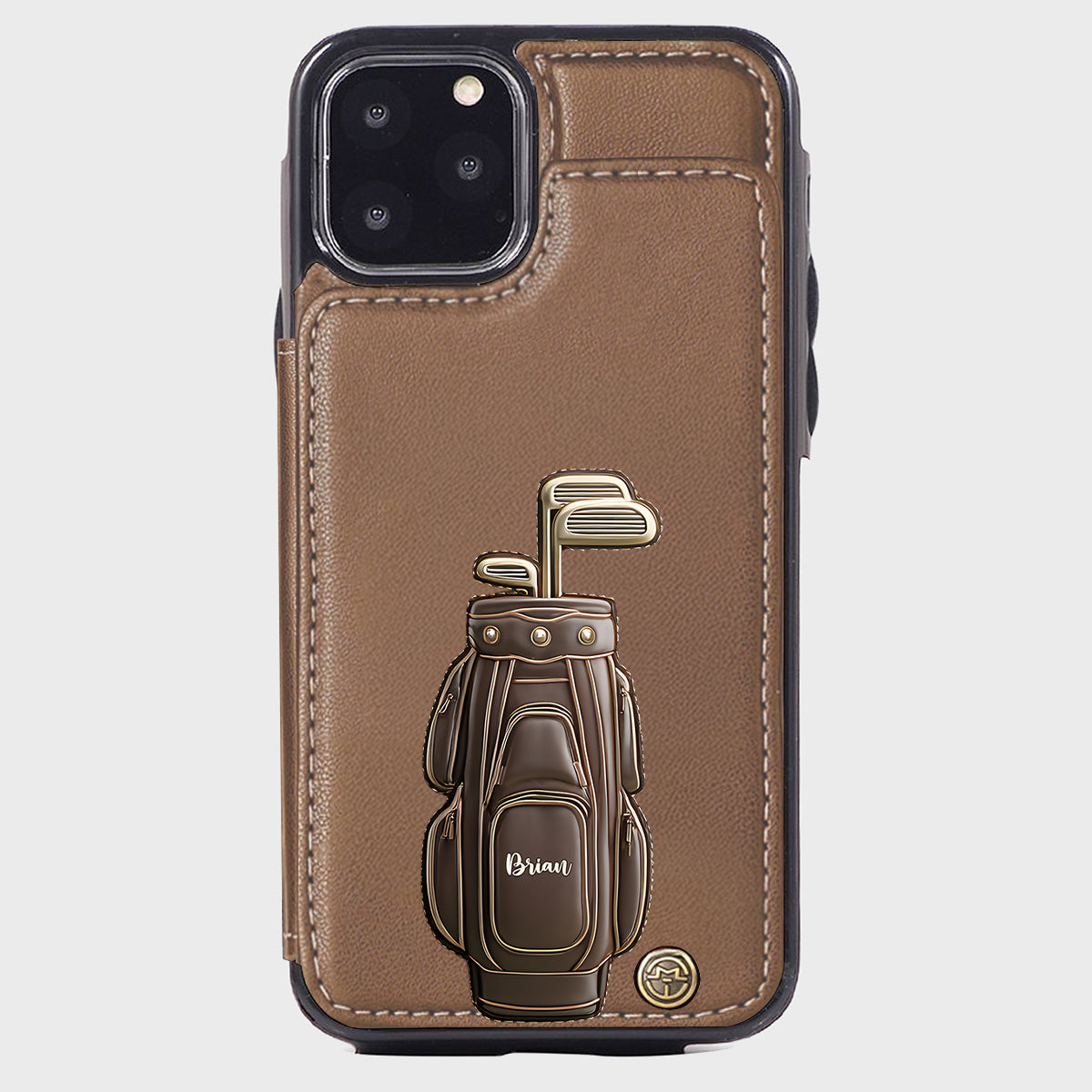 Cadeau de luxe pour golfeur - Étui portefeuille/téléphone personnalisé avec nom - Nom personnalisé