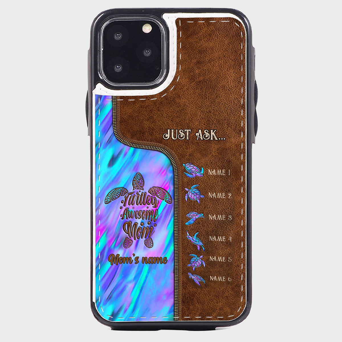 Étui portefeuille pliable personnalisé « Main dans la main » pour téléphone, motif maman