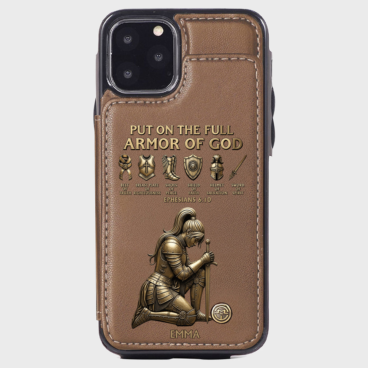 Revêtez l'armure complète de Dieu - Étui portefeuille chrétien personnalisé pour téléphone