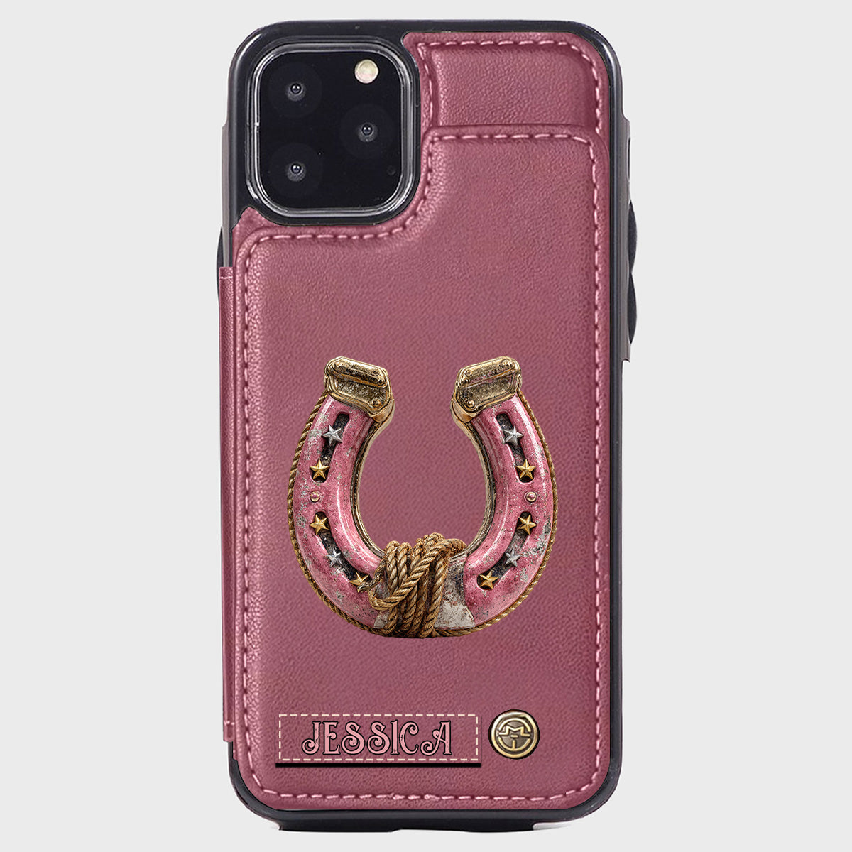 Étui portefeuille personnalisé Horseshoe pour téléphone - Motif cheval