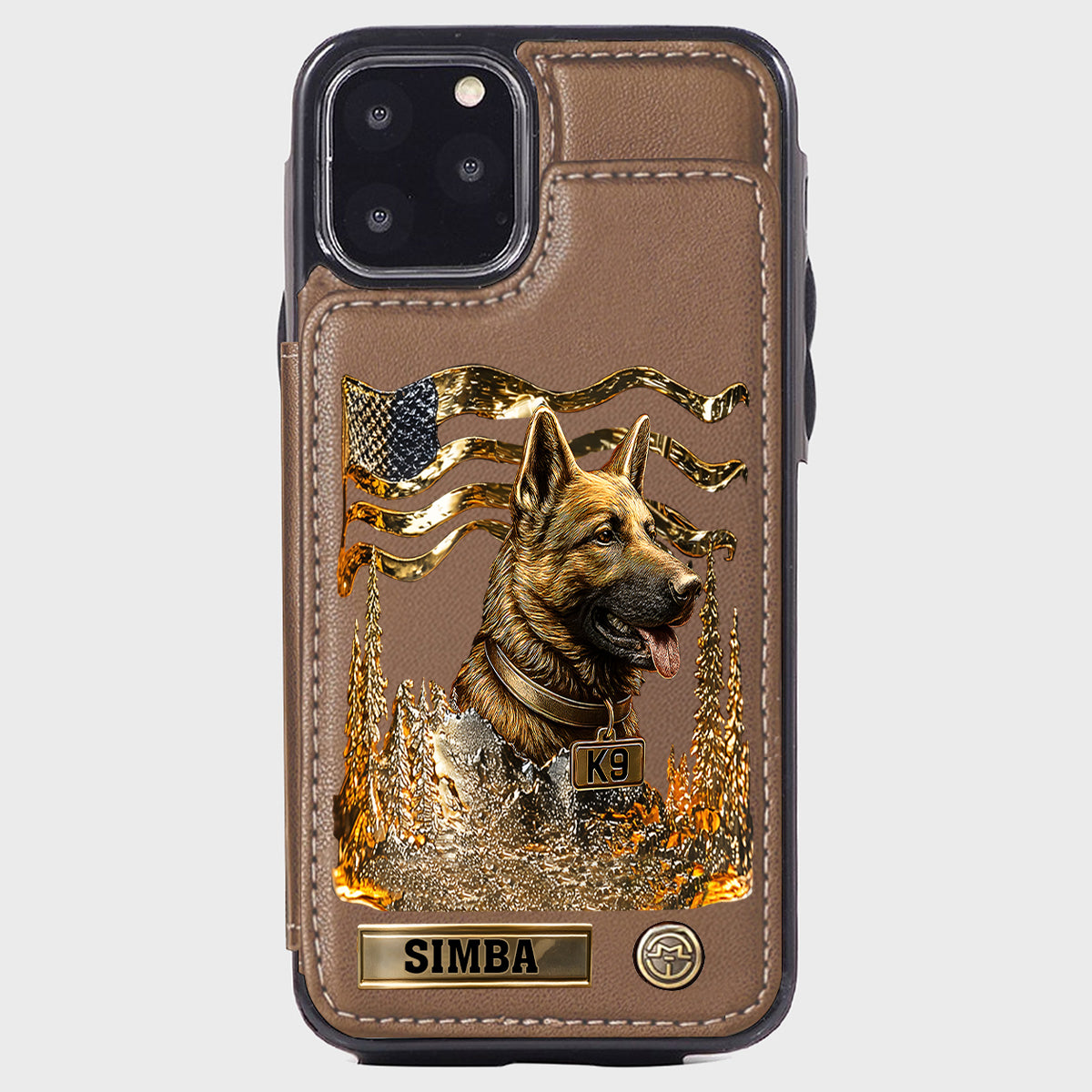 J'aime mon chien - Étui portefeuille/téléphone personnalisé avec un berger allemand