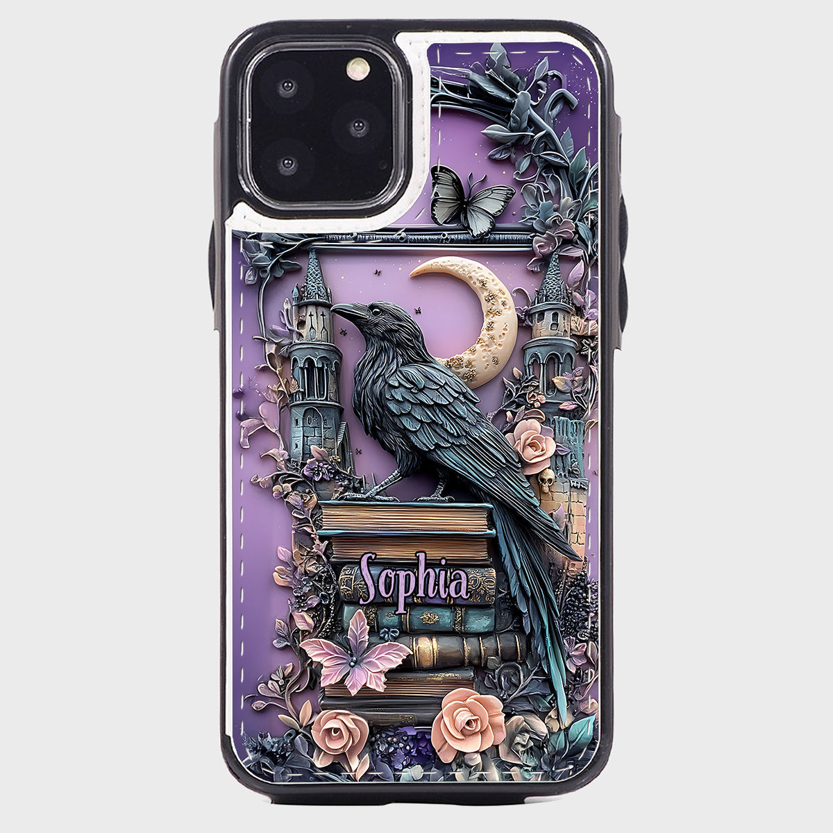 Étui portefeuille pliable personnalisé Dark Academia Book Reader - Étui de téléphone avec livre intégré