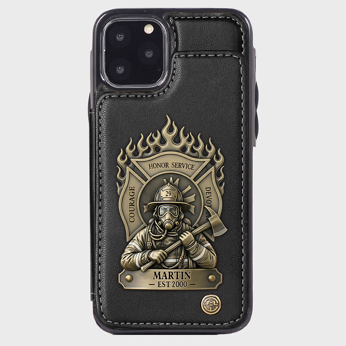 Fier pompier - Étui portefeuille personnalisé pour téléphone