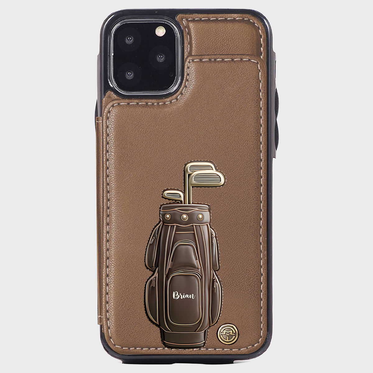 Cadeau de luxe pour golfeur - Étui portefeuille/téléphone personnalisé avec nom - Nom personnalisé