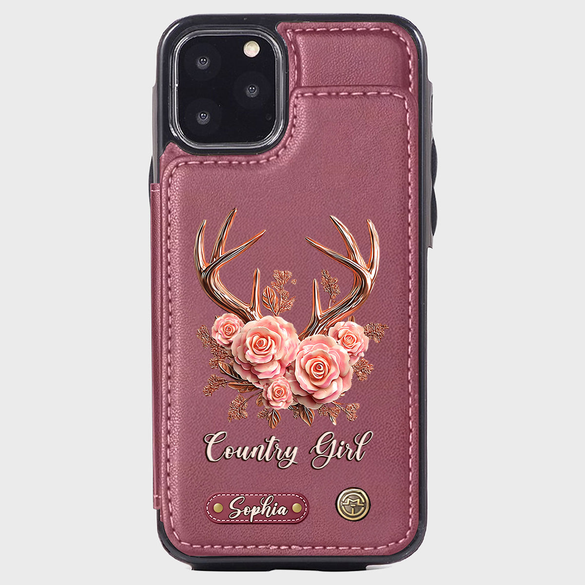 Étui portefeuille personnalisé Country Girl - Étui de téléphone à motif chasse