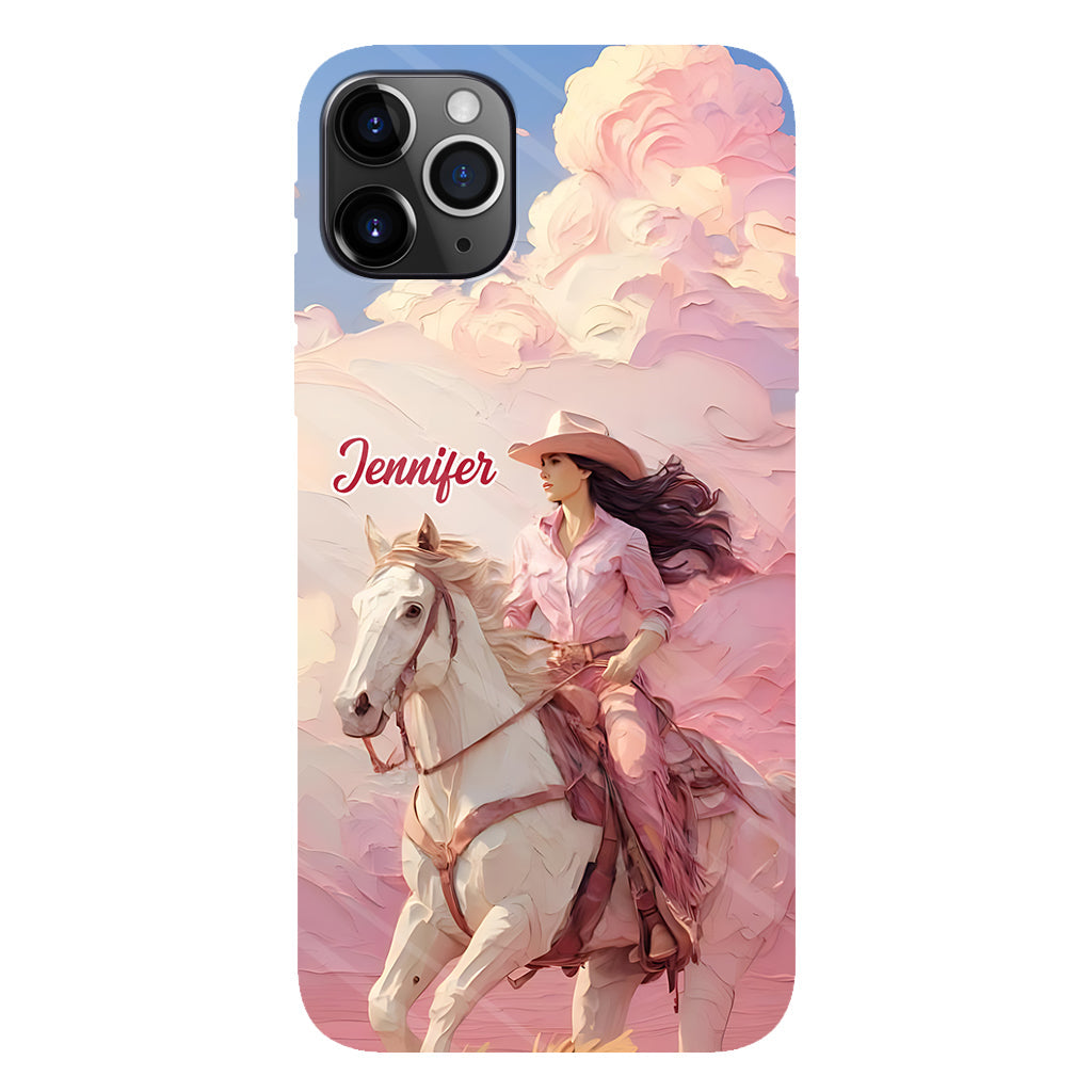 Coque de téléphone personnalisée avec imprimé intégral « Cowgirl rose »