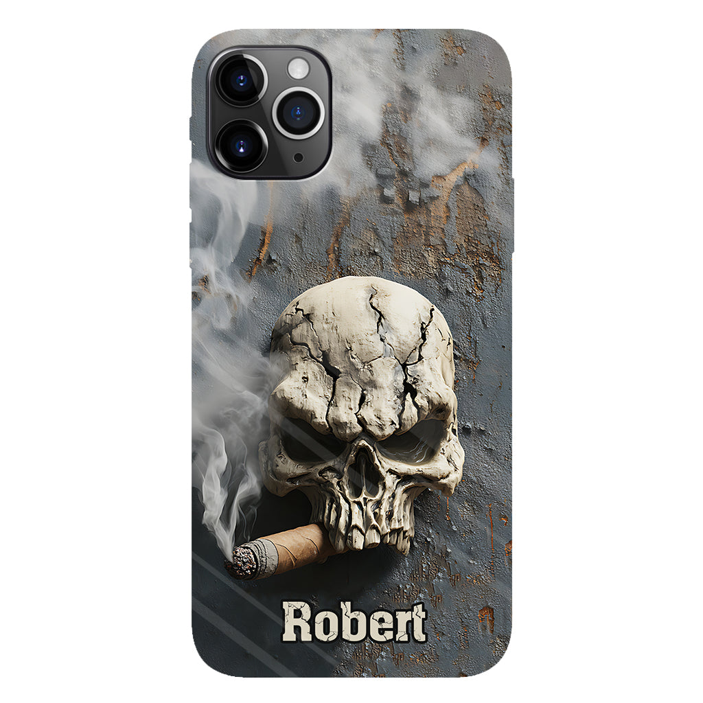 Coque de téléphone personnalisée Skull Cigar - Motif crâne intégral