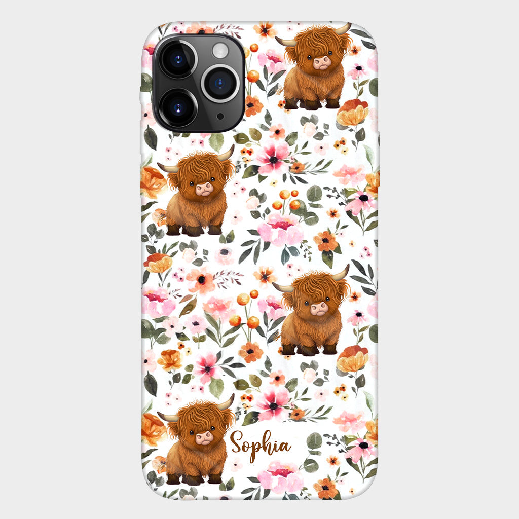 Coque de téléphone personnalisée avec motif vache des Highlands et imprimé intégral