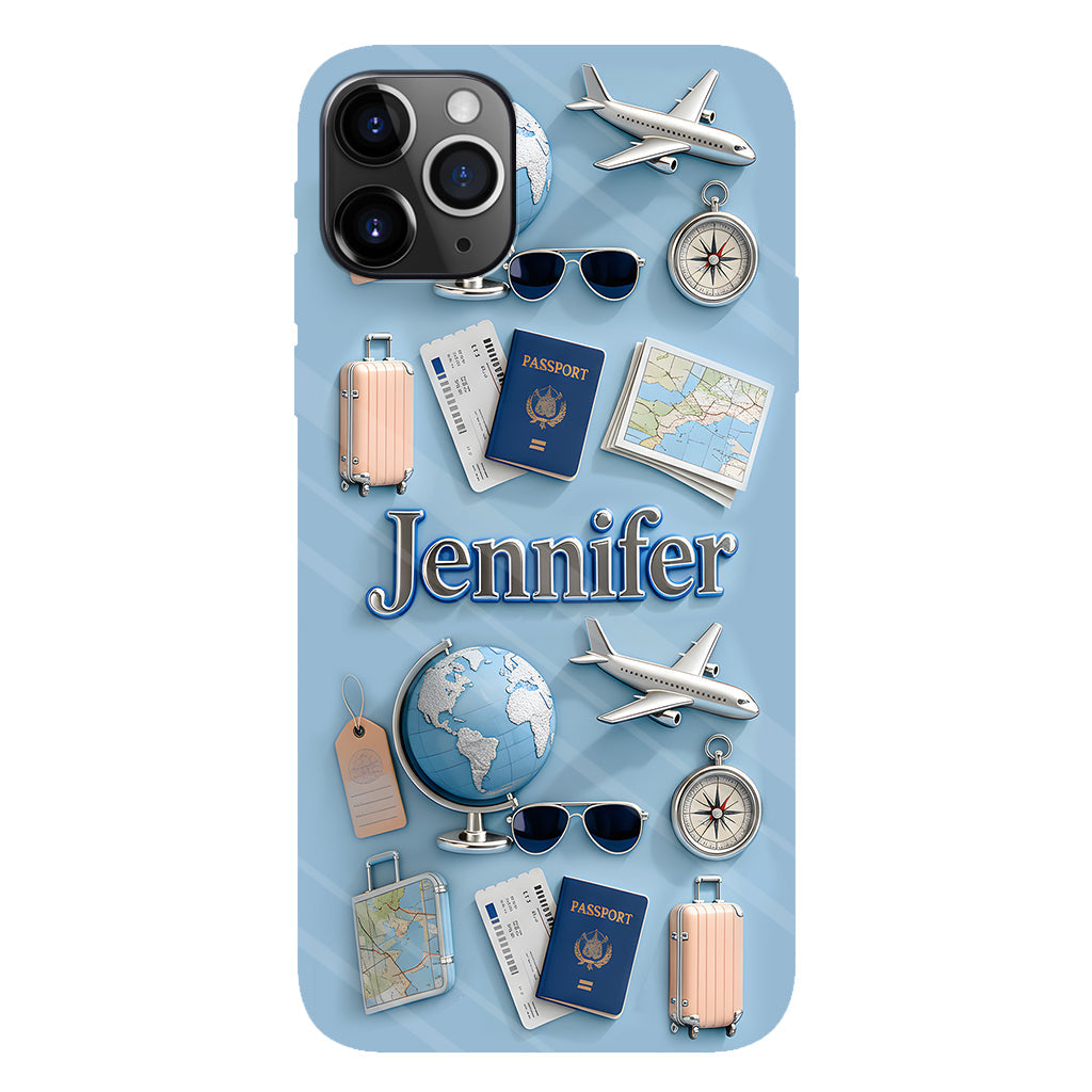 Une fille qui adore voyager - Coque de téléphone personnalisée avec impression intégrale sur le thème du voyage