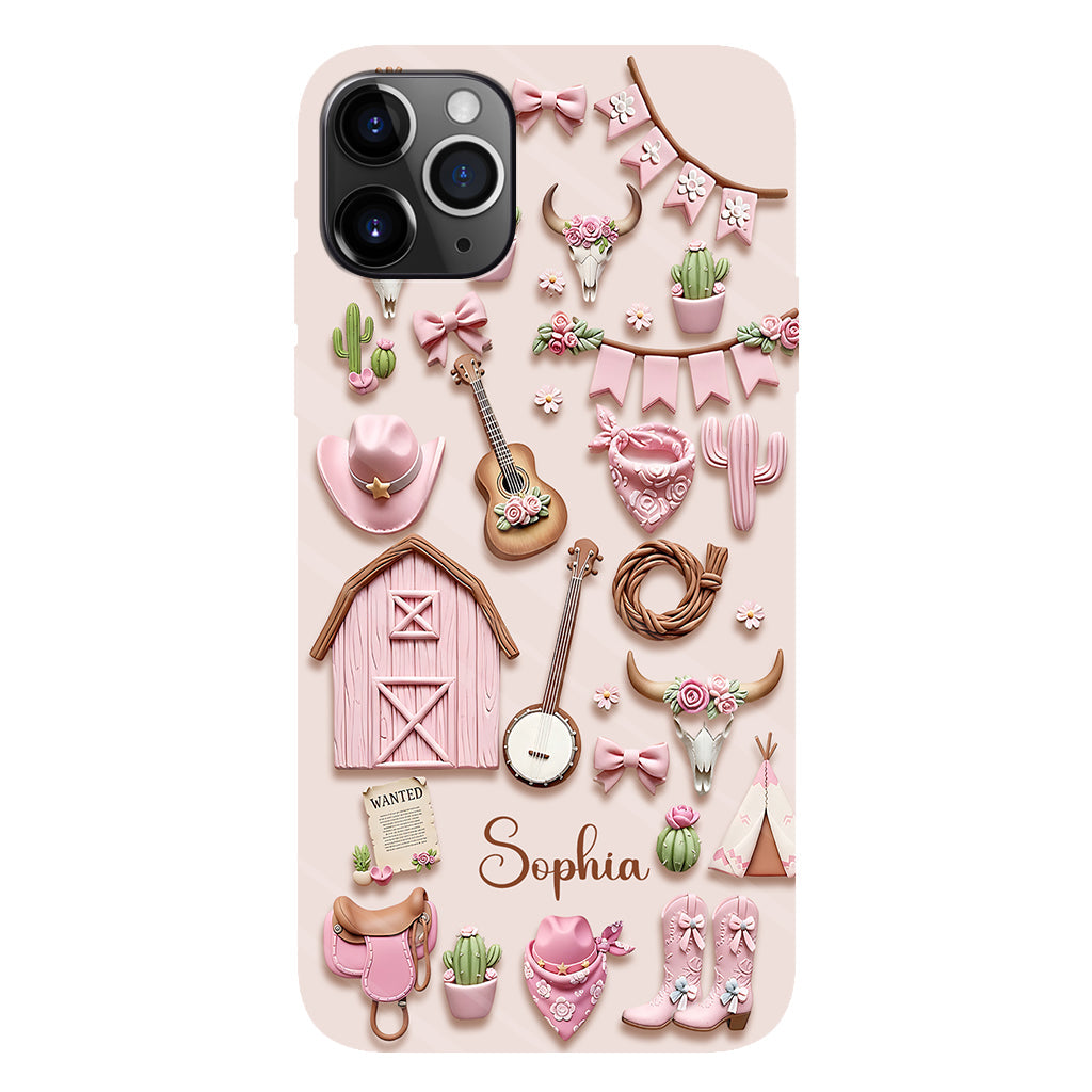 Pink Cowgirl - Personalized Cowgirl Full Print Phone Case