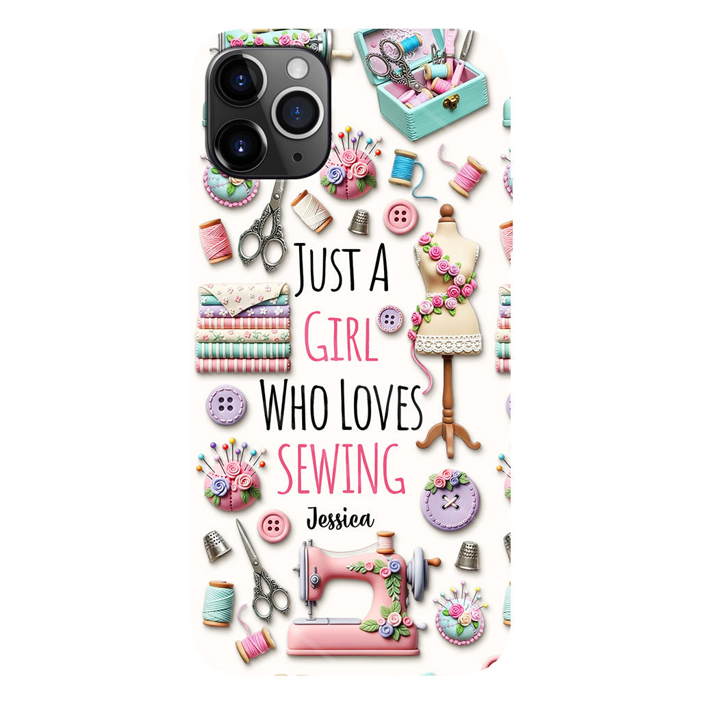 Coque de téléphone personnalisée « Juste une fille qui aime coudre » avec impression intégrale