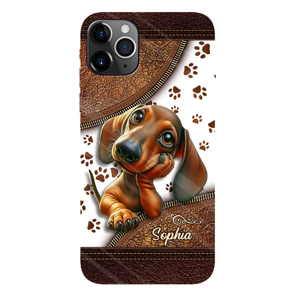 Coque de téléphone personnalisée avec un adorable teckel et un motif intégral de chien