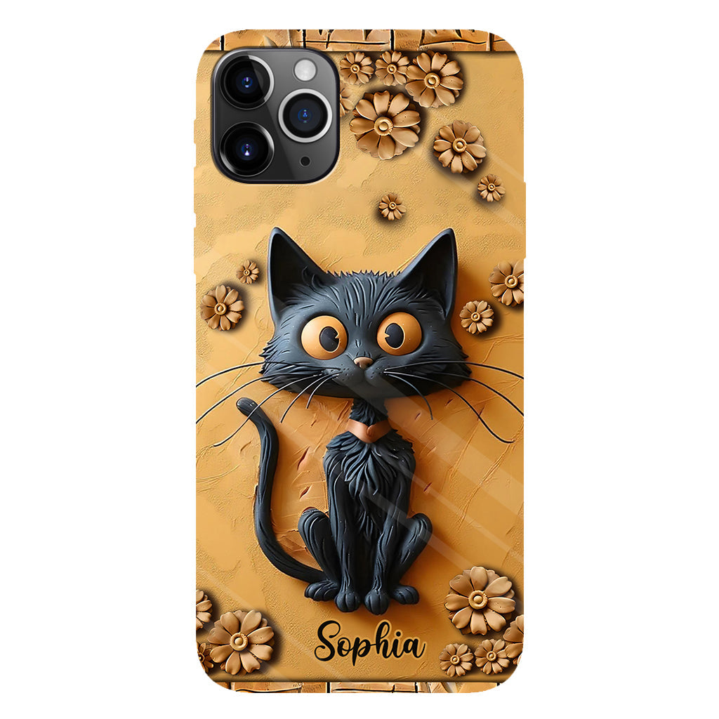 Cute Black Cat - Personalized Black Cat Full Print Phone Case