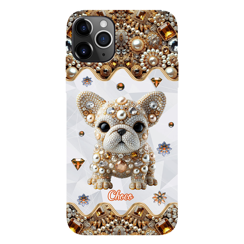Coque de téléphone personnalisée avec motif intégral de bouledogue français « J’adore »