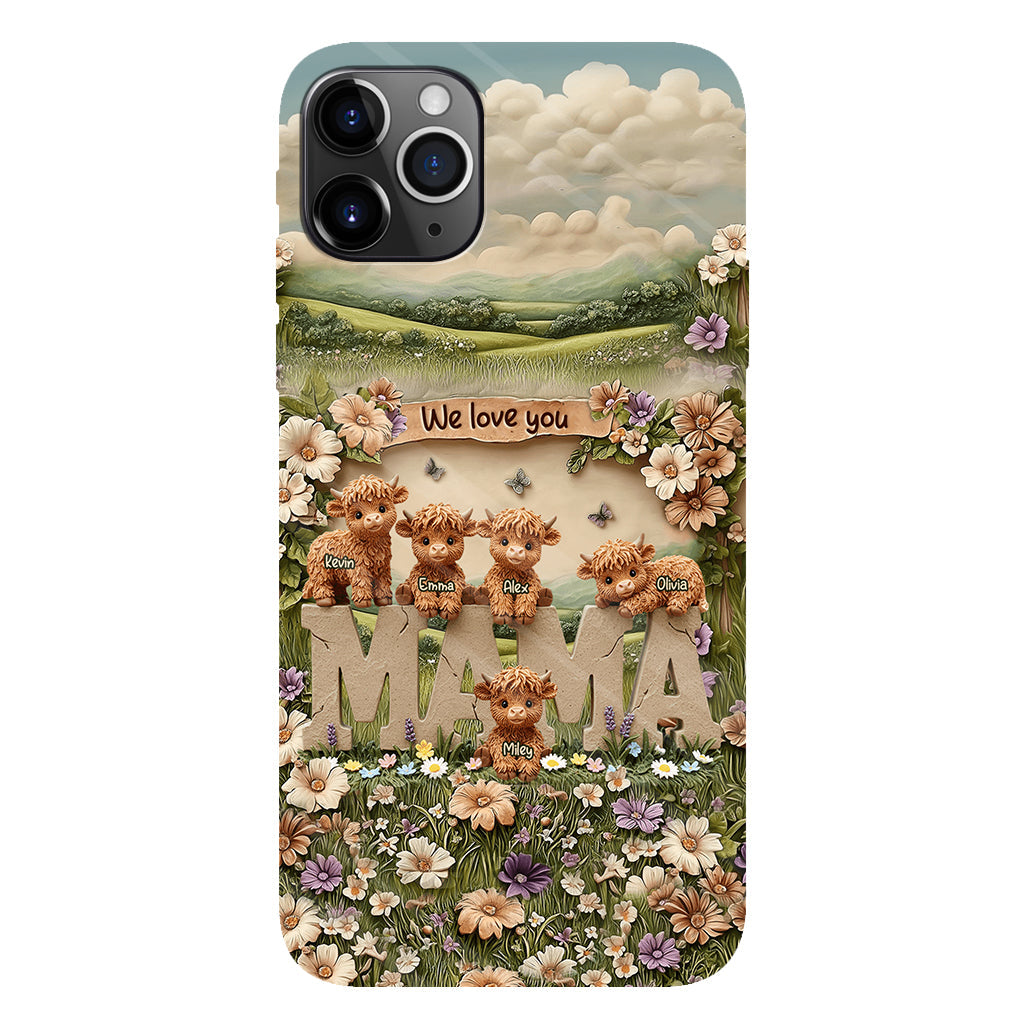 Coque de téléphone personnalisée avec motif vache des Highlands mignonne, maman et grand-mère - Coque de téléphone imprimée intégralement pour maman