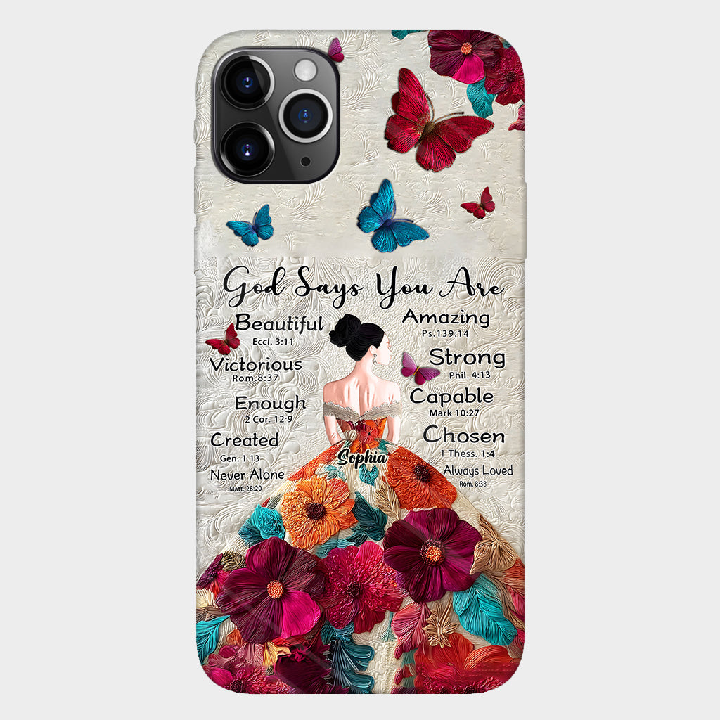 Dieu dit que tu es assez - Coque de téléphone personnalisée avec impression chrétienne intégrale