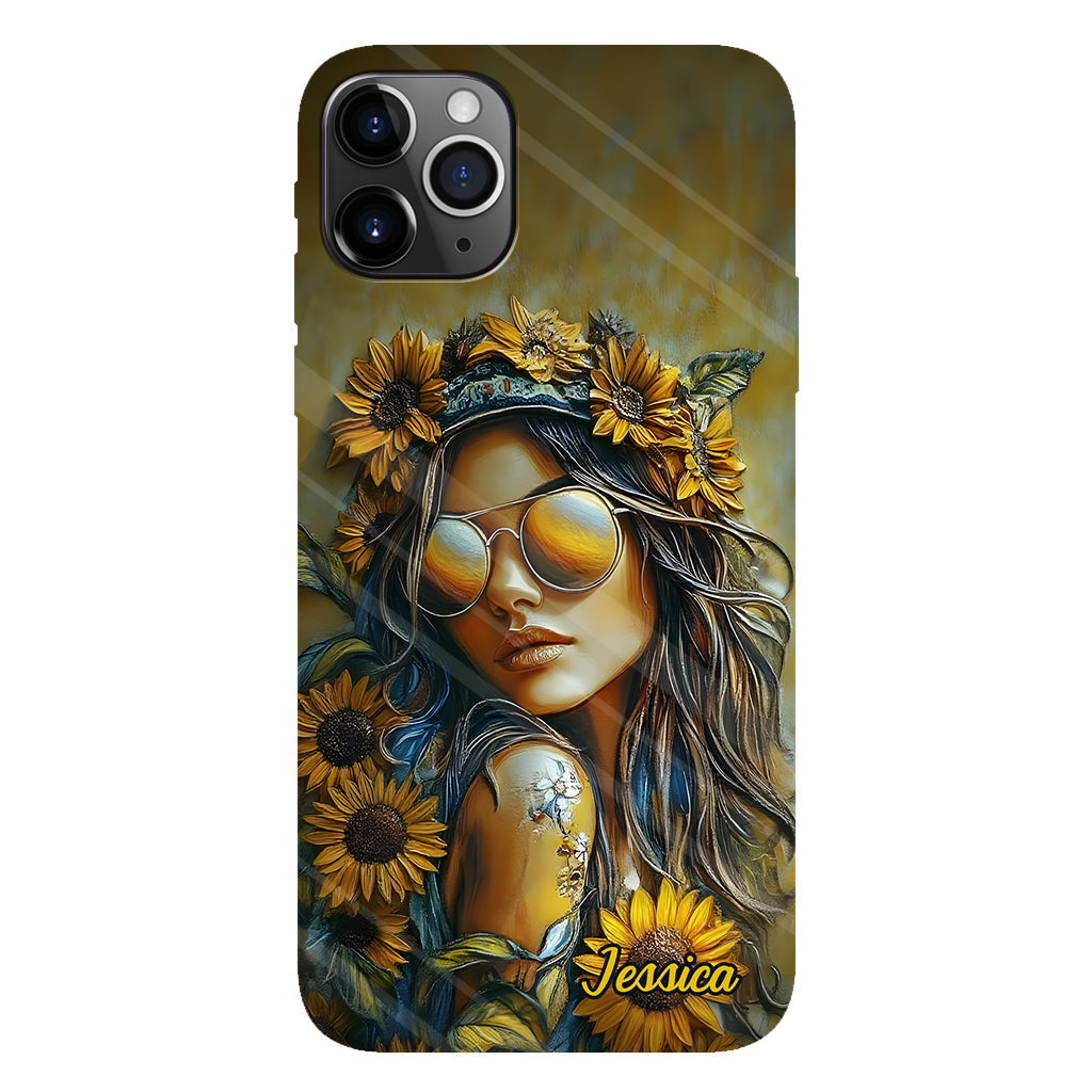 Coque de téléphone personnalisée Hippie Soul Sunflower Girl - Motif hippie intégral
