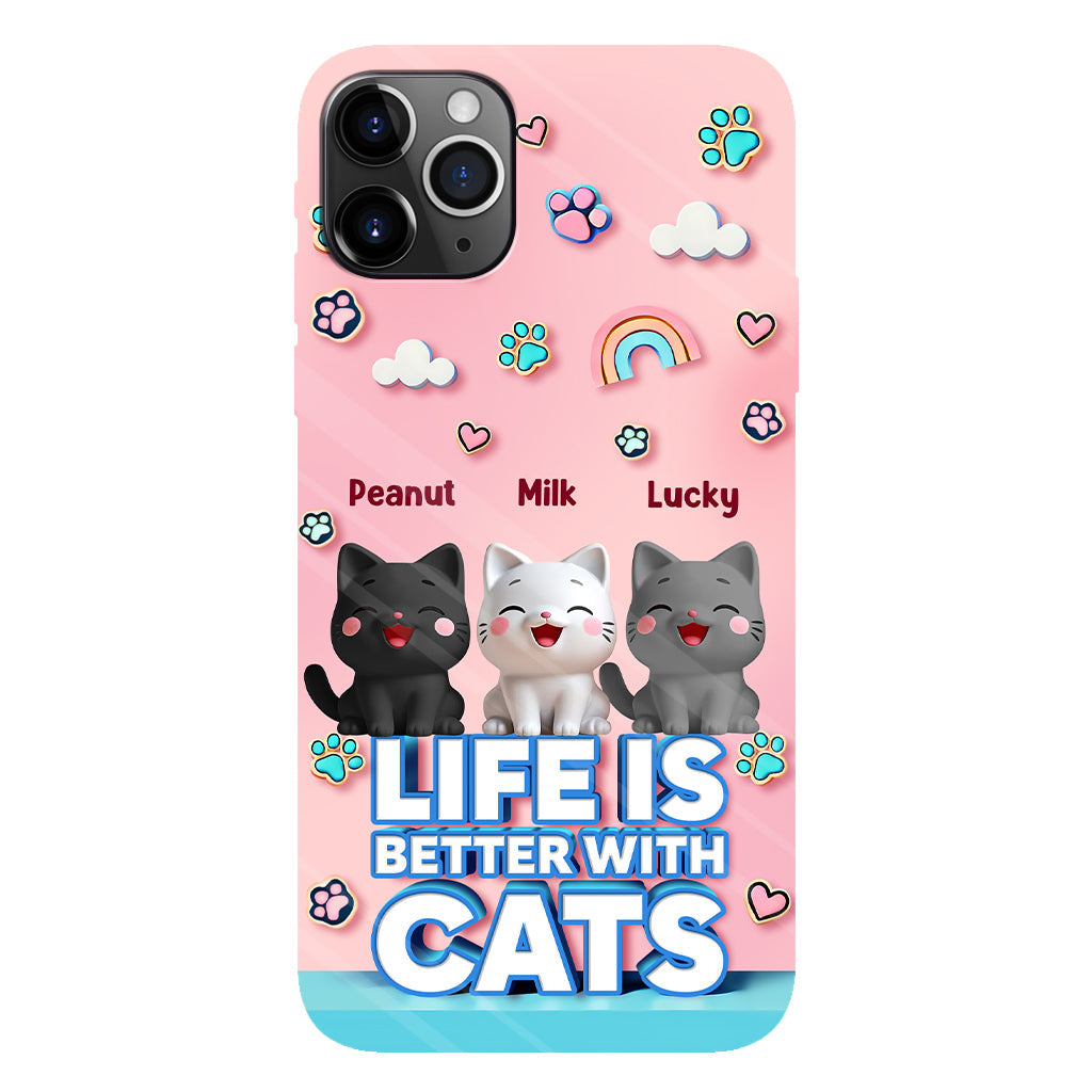 La vie est plus belle avec un chat - Coque de téléphone personnalisée avec motif chat.