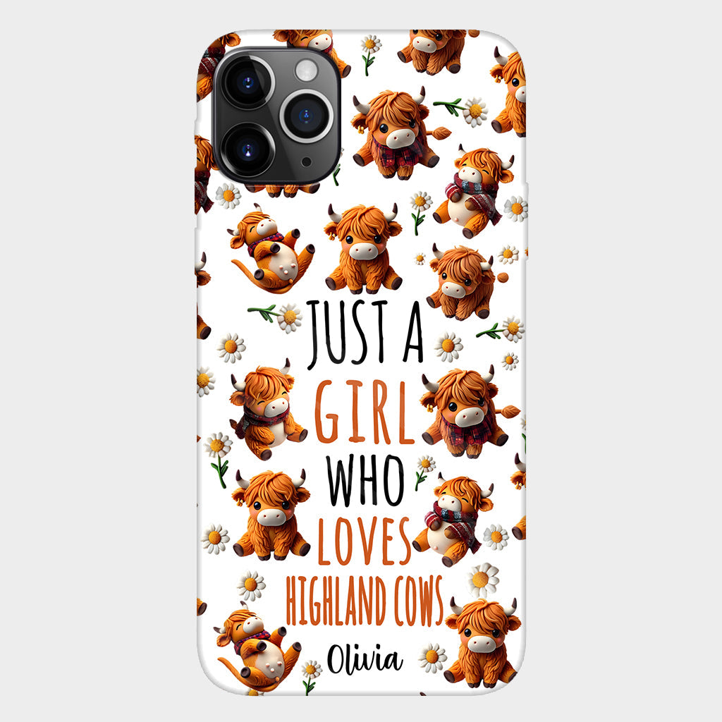 Just A Girl Who Loves Highland Cows - Personalized Highland Cow Full Print Phone Case