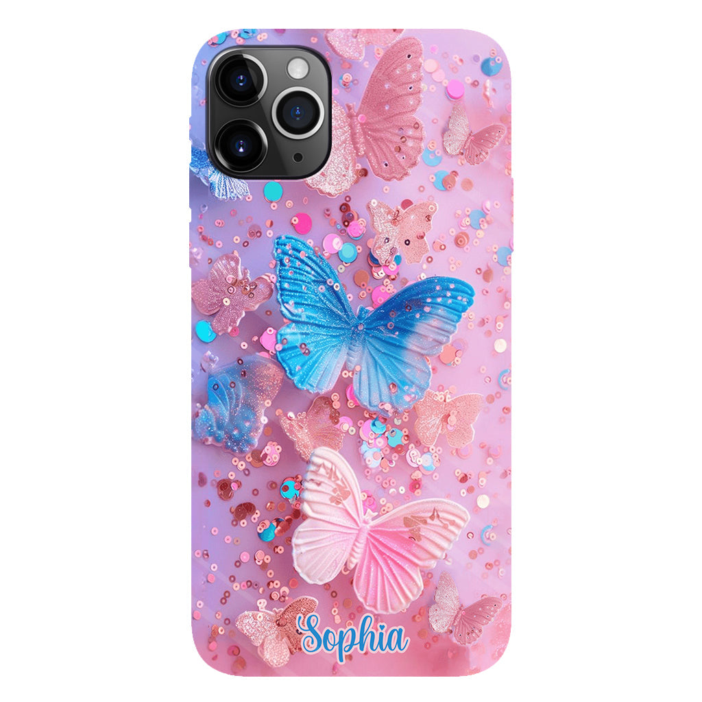 Coque de téléphone personnalisée avec motif papillon scintillant - Papillons scintillants