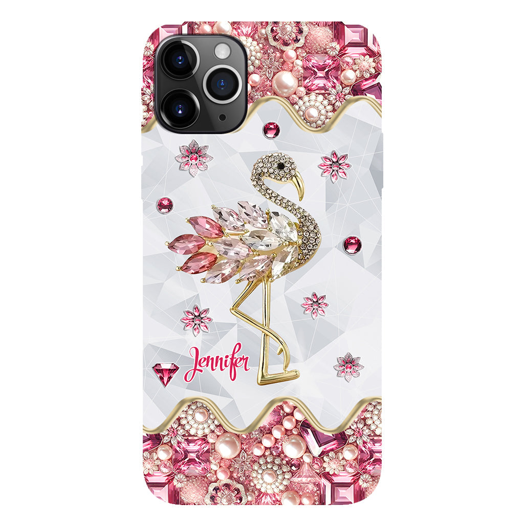 Juste une fille qui aime les flamants roses - Coque de téléphone personnalisée avec impression intégrale de flamants roses