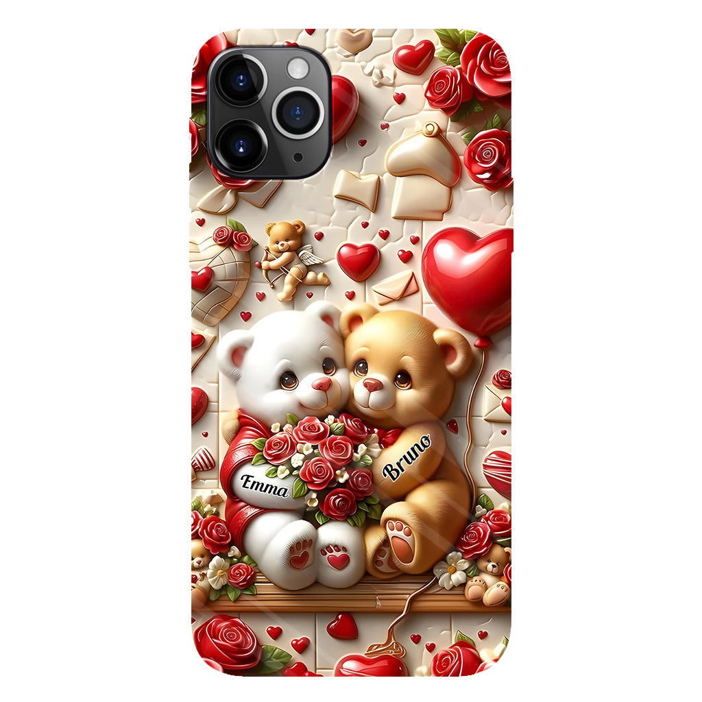 Couple d'ours mignons - Coque de téléphone personnalisée avec impression intégrale pour couple
