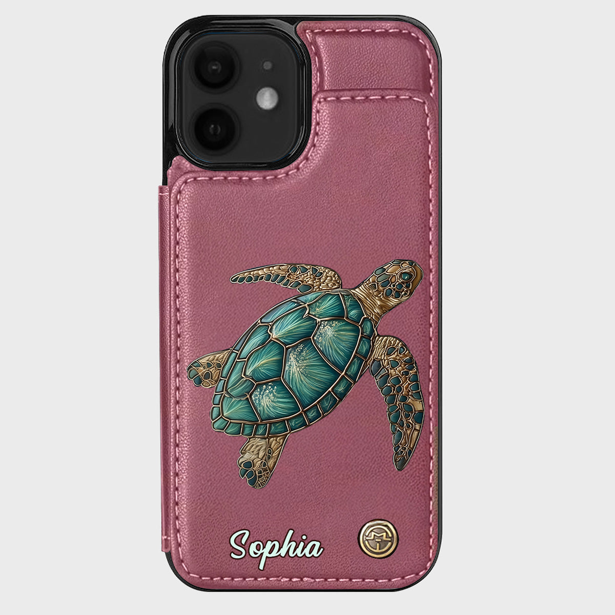 Étui portefeuille personnalisé pour téléphone portable avec une tortue - J'adore les tortues