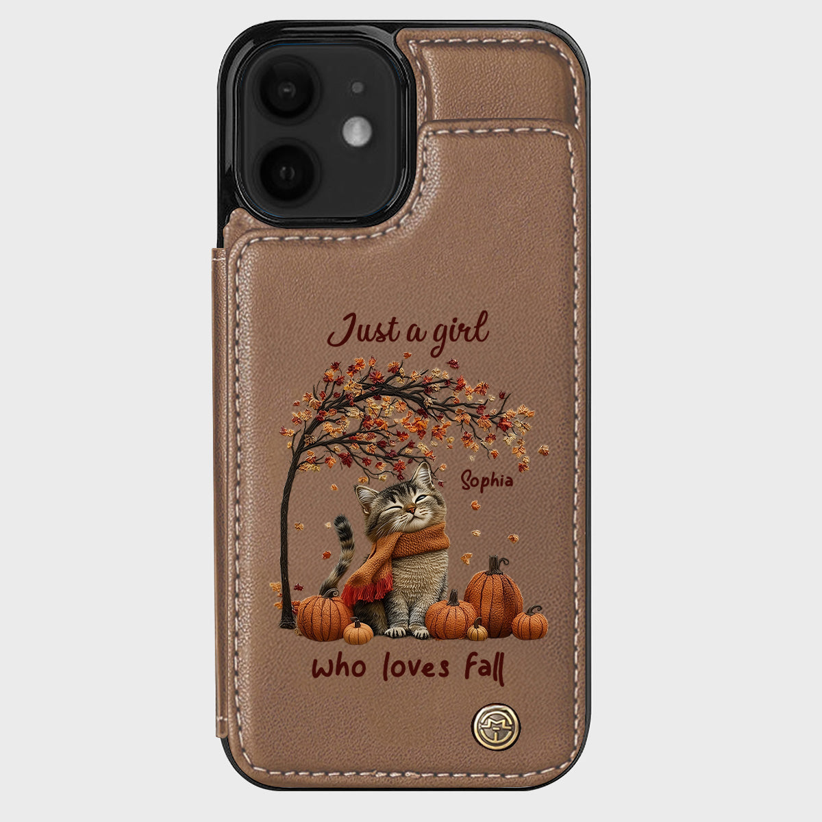 Just a Girl Who Loves Fall - Personalized Cat Wallet Phone Case