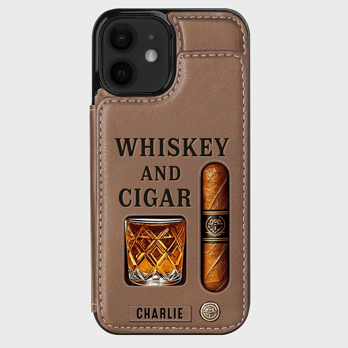 Étui portefeuille personnalisé Whiskey & Cigar -