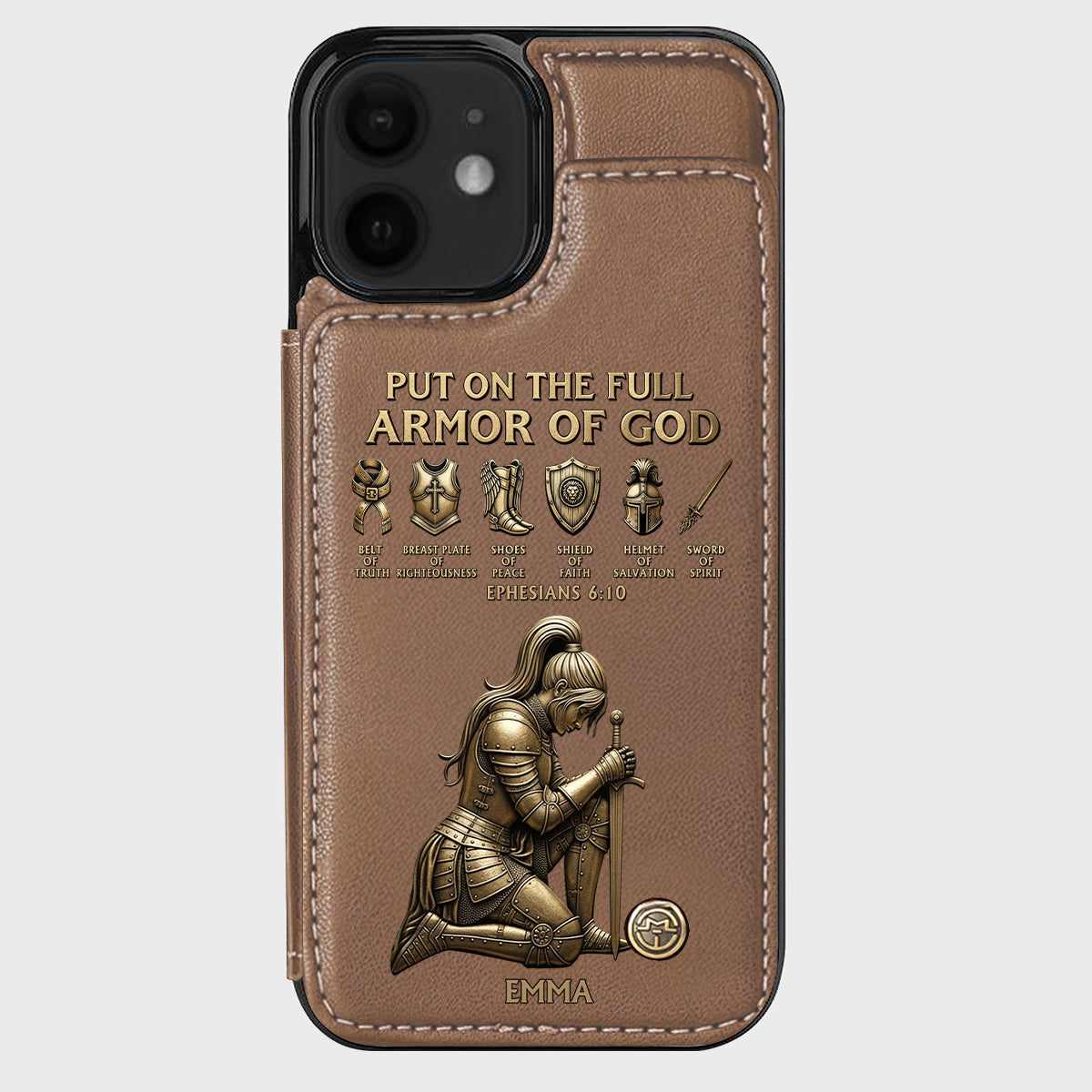 Revêtez l'armure complète de Dieu - Étui portefeuille chrétien personnalisé pour téléphone