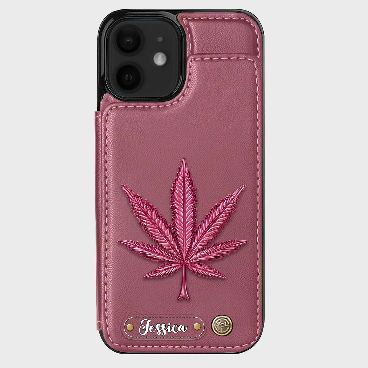 Bonne humeur - Étui portefeuille personnalisé pour téléphone avec motif cannabis