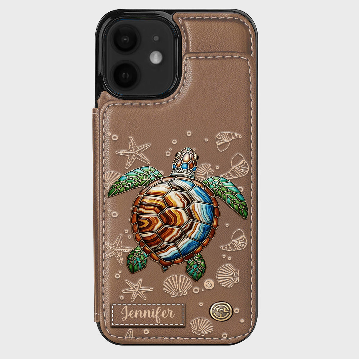Étui portefeuille personnalisé Tortue et Mer - Étui de téléphone à motif tortue