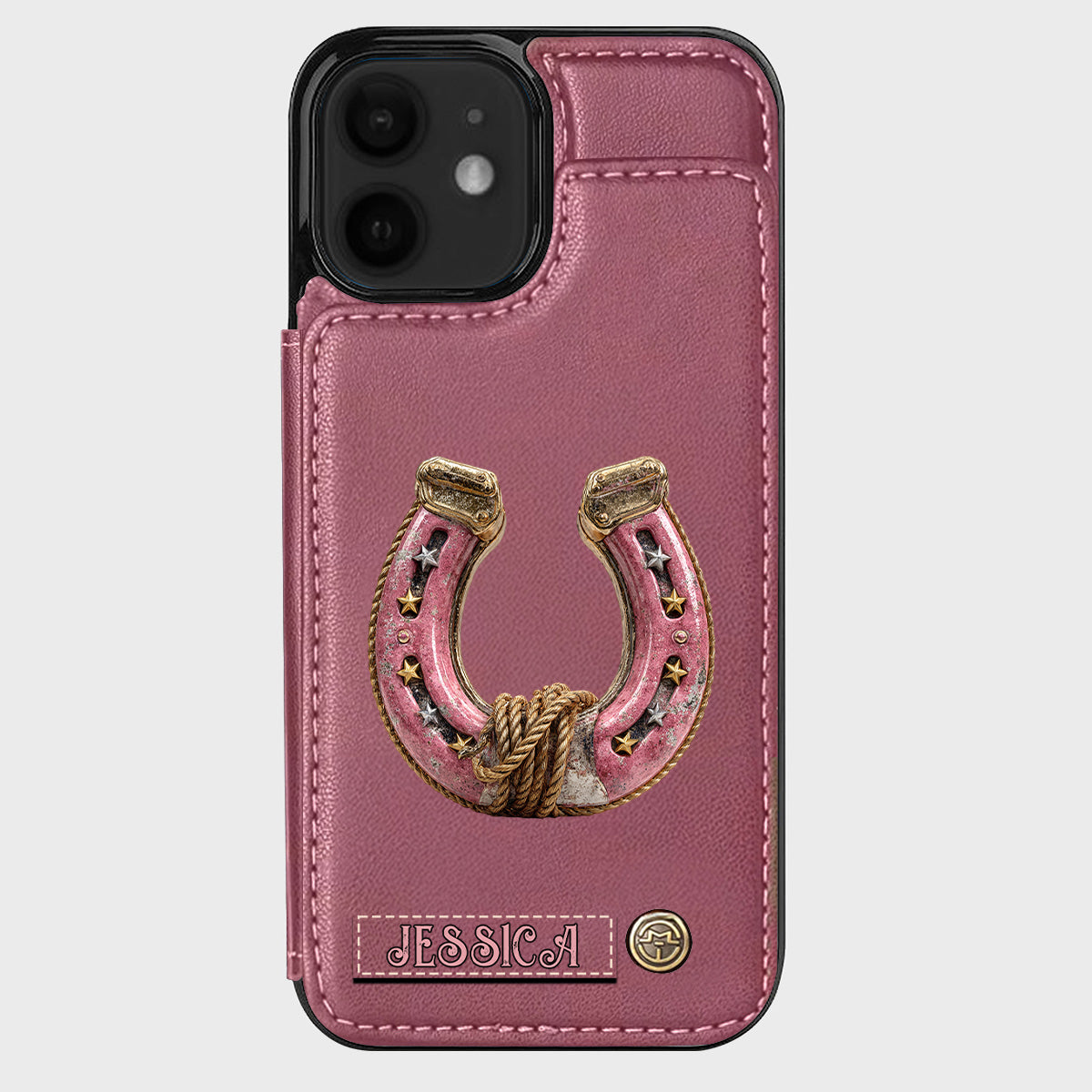 Étui portefeuille personnalisé Horseshoe pour téléphone - Motif cheval