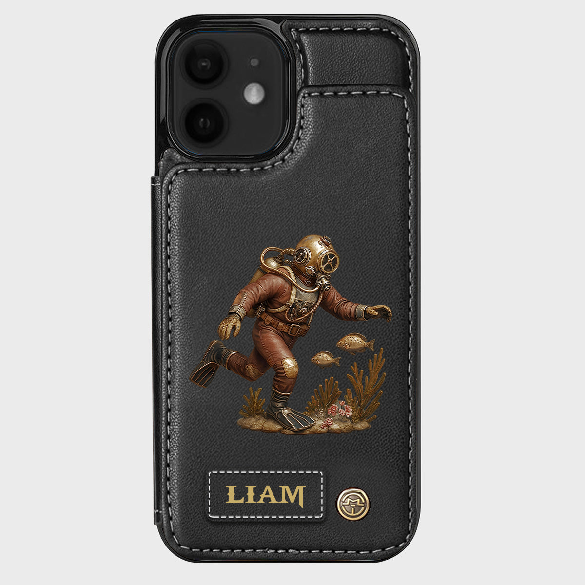 Cadeau pour les passionnés de plongée sous-marine - Étui portefeuille/téléphone personnalisé sur le thème de la plongée