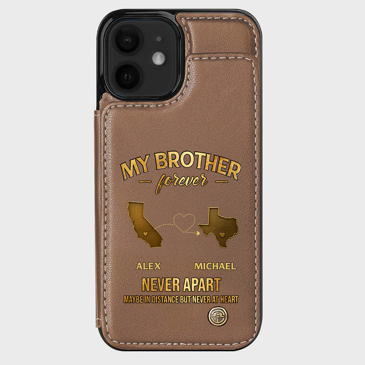 My Brother/ Sister/ Son... Forever, Never Apart Maby In Distance But Never At Heart - Personalized Sibling Wallet Phone Case