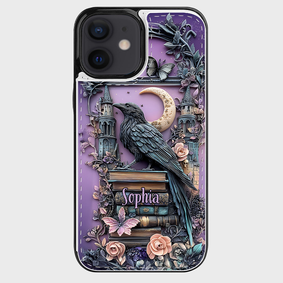 Étui portefeuille pliable personnalisé Dark Academia Book Reader - Étui de téléphone avec livre intégré