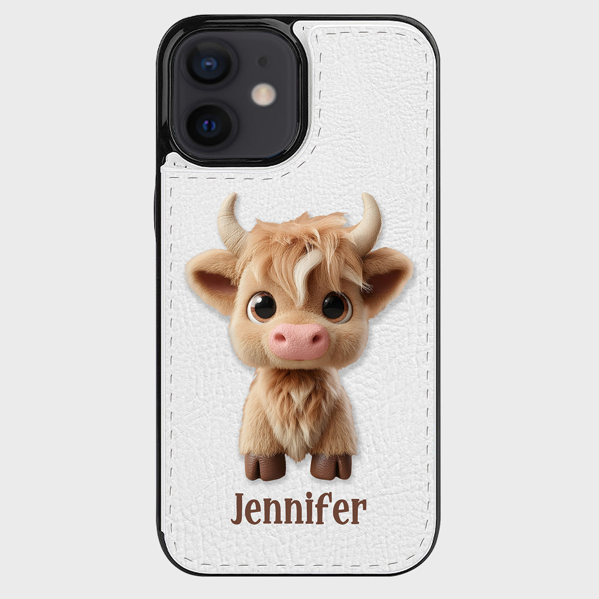 Étui portefeuille pliable personnalisé avec une adorable vache des Highlands