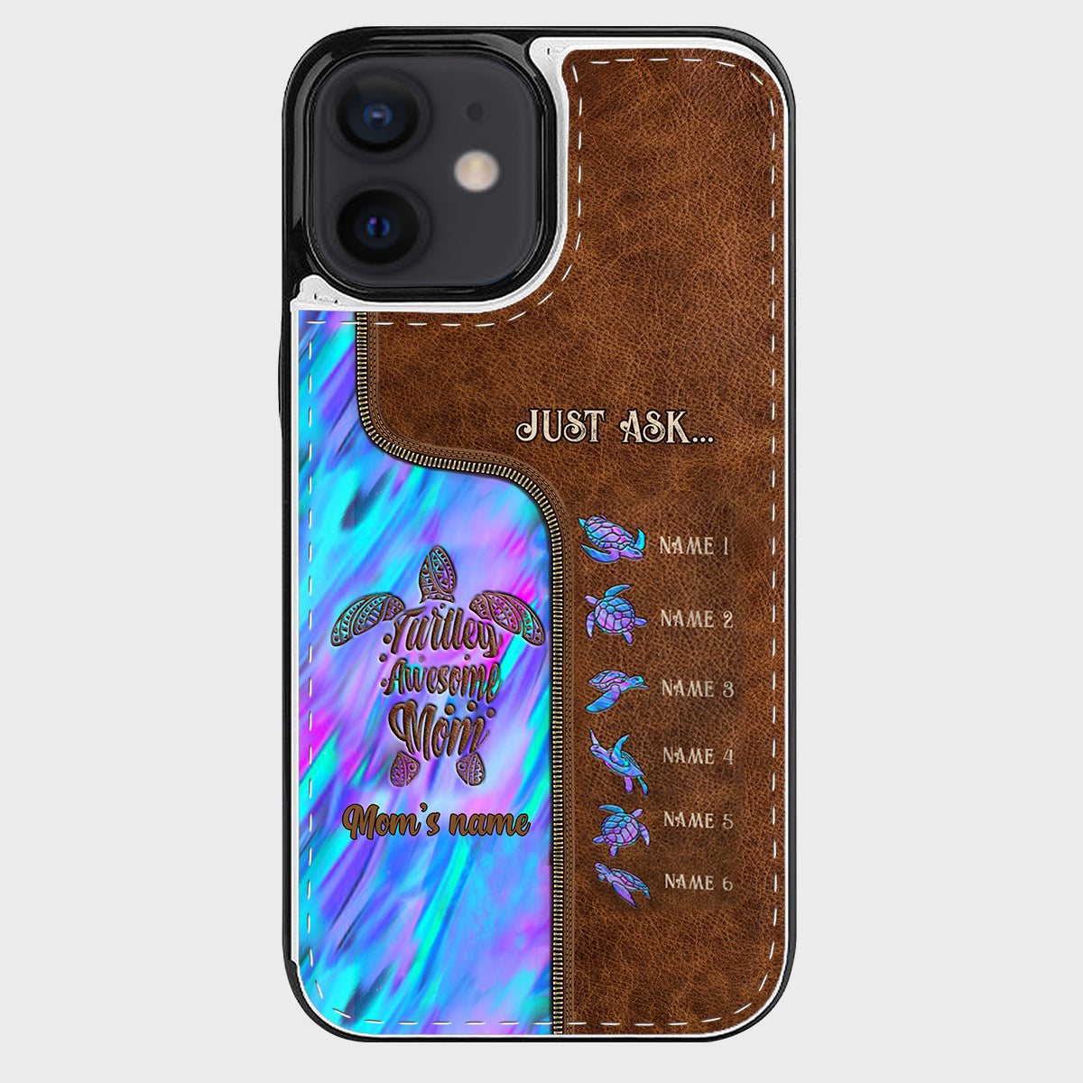 Étui portefeuille pliable personnalisé « Main dans la main » pour téléphone, motif maman