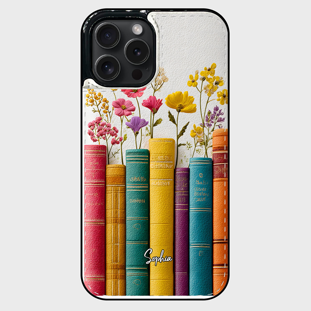 Livre de fleurs vintage - Étui portefeuille pliable personnalisé pour téléphone