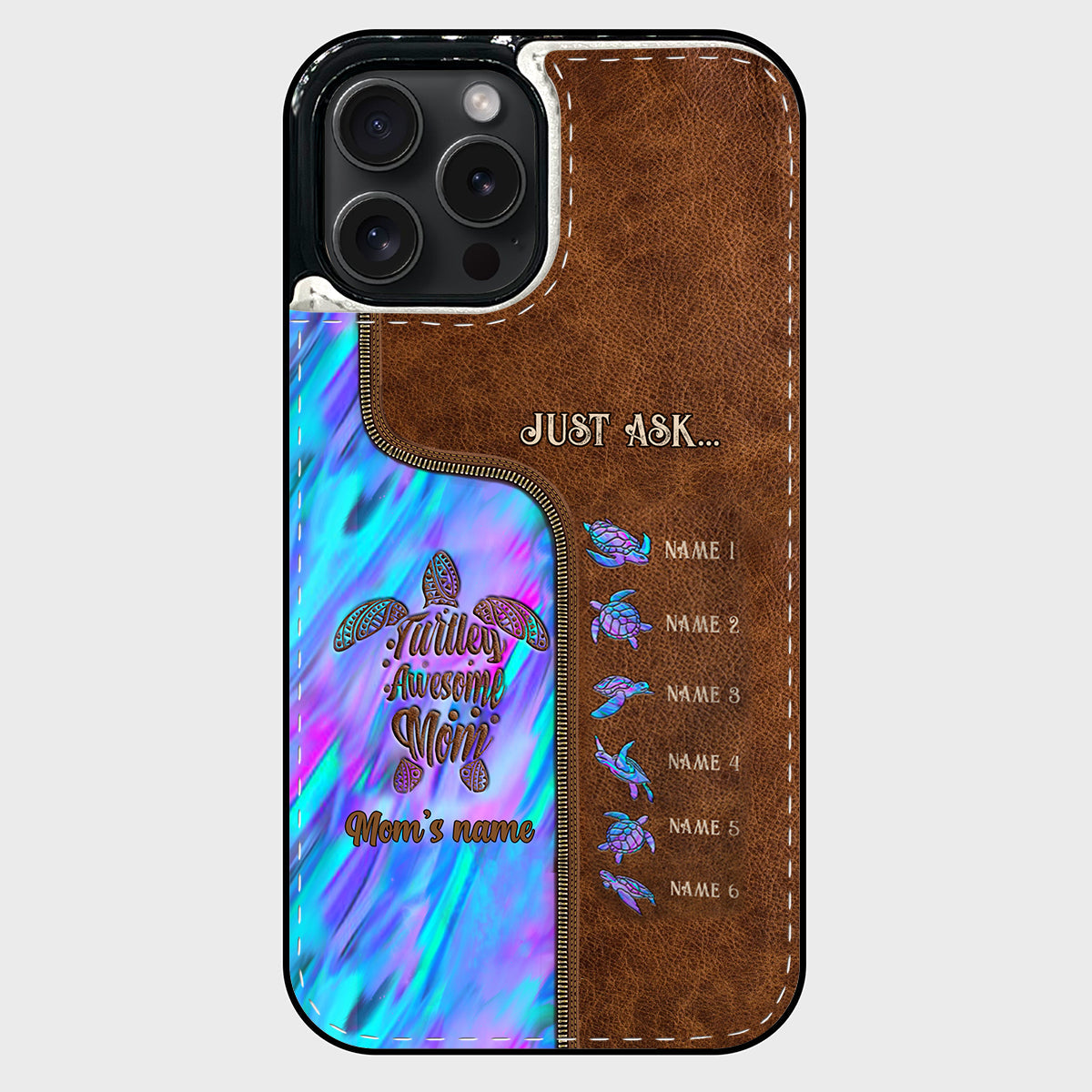 Étui portefeuille pliable personnalisé « Main dans la main » pour téléphone, motif maman