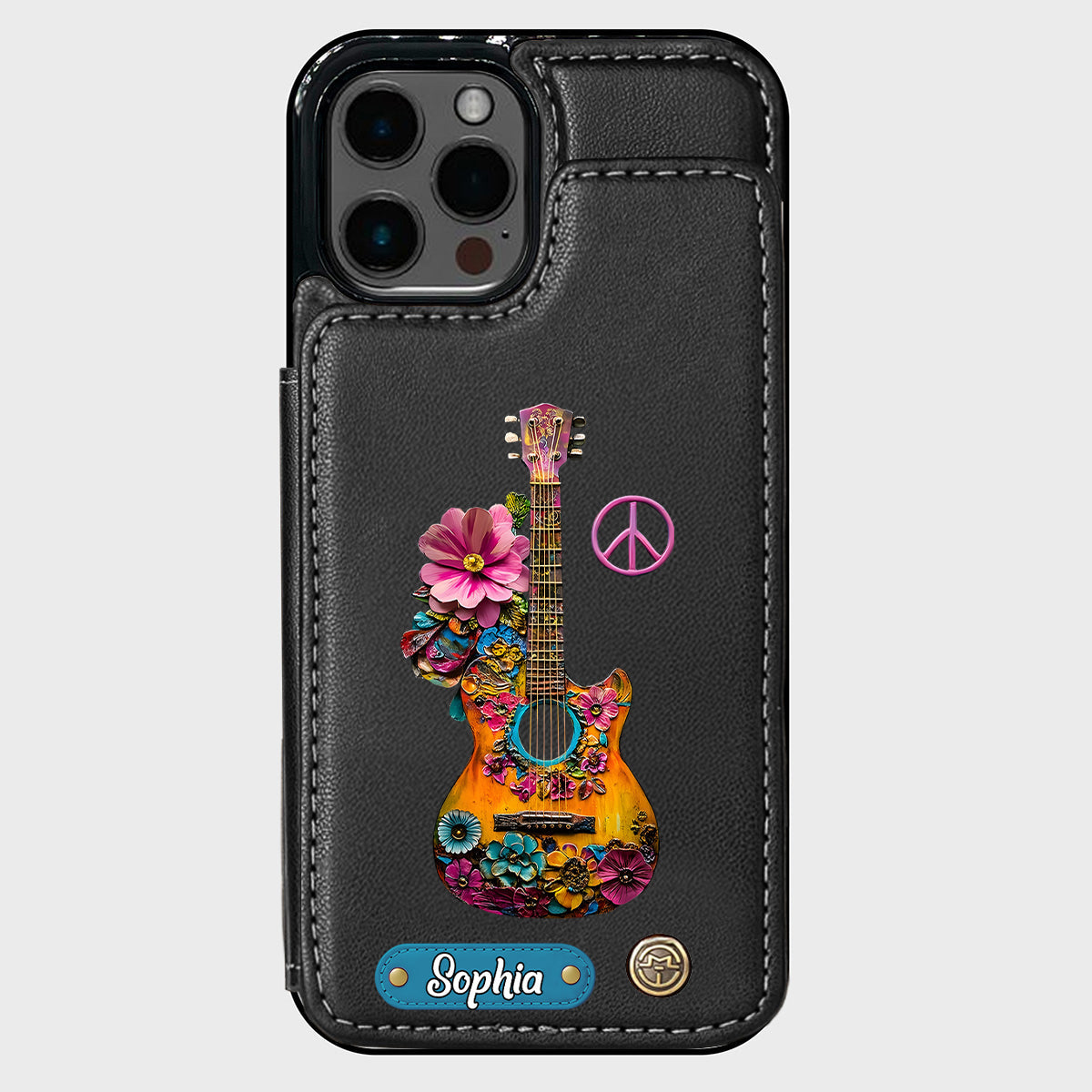 Hippie Soul - Étui portefeuille personnalisé pour téléphone style hippie