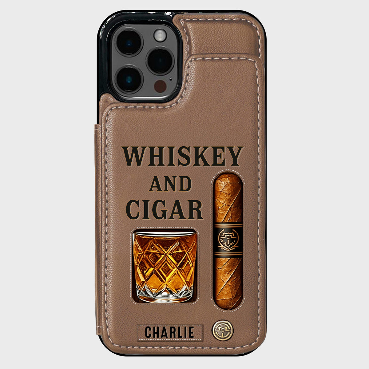 Étui portefeuille personnalisé Whiskey & Cigar -