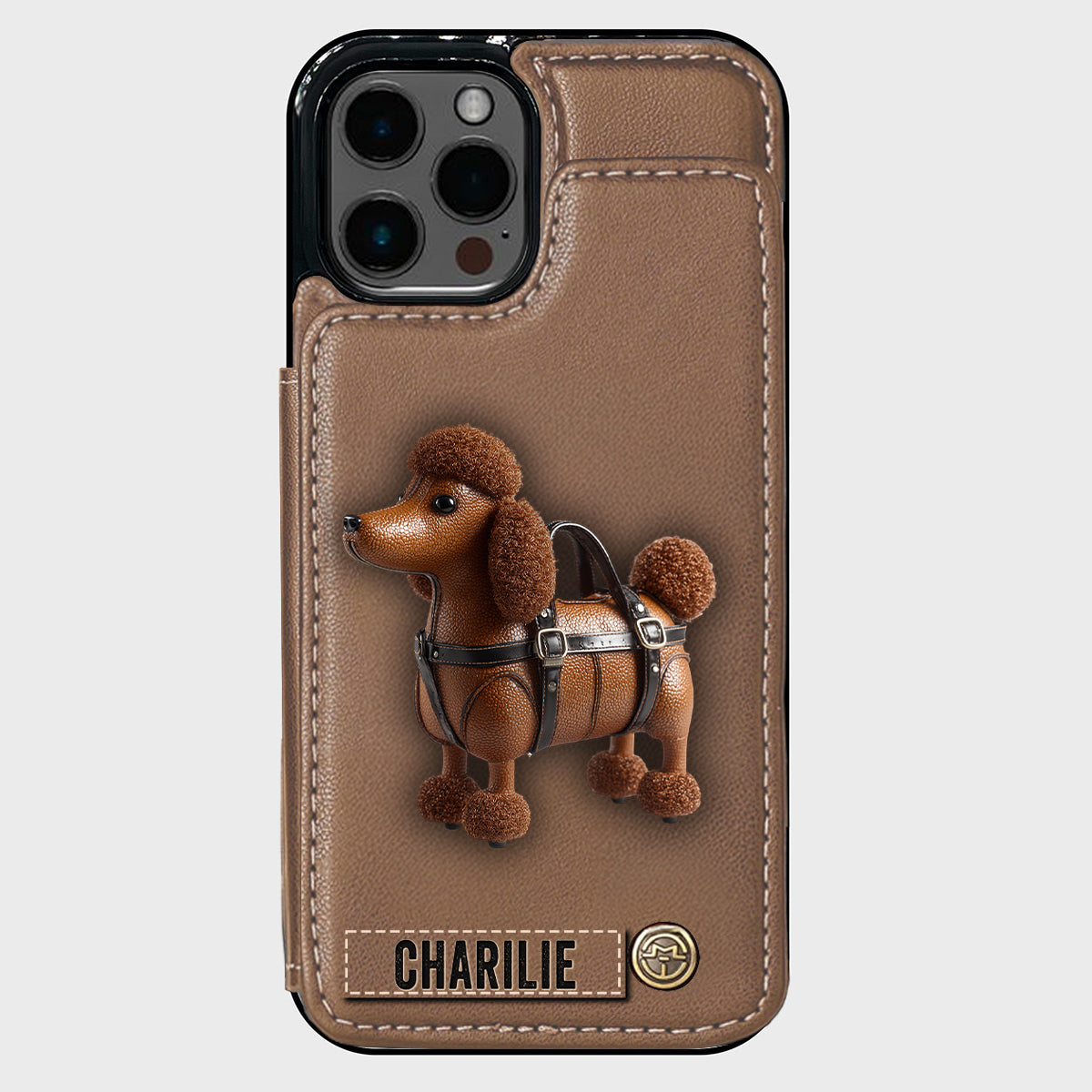Étui portefeuille personnalisé pour téléphone avec un adorable caniche - Étui pour téléphone à motif chien