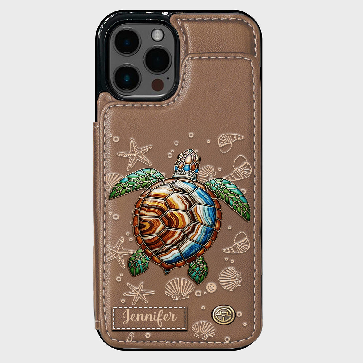 Étui portefeuille personnalisé Tortue et Mer - Étui de téléphone à motif tortue