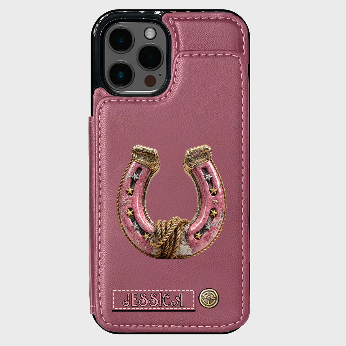 Étui portefeuille personnalisé Horseshoe pour téléphone - Motif cheval