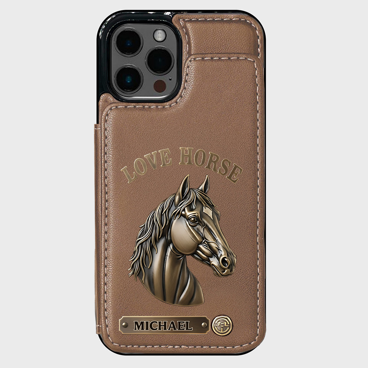 Étui portefeuille personnalisé pour téléphone Love Horse